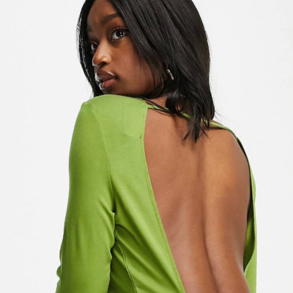 NWT ASOS DESIGN Chartreuse Midi Dress - Picture 2 of 5